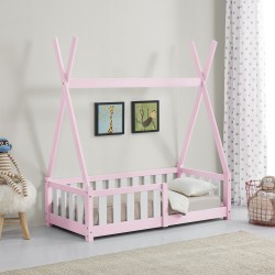 Детско креватче с предпазна решетка, форма Шатра, Чам, Розово - Детска стая