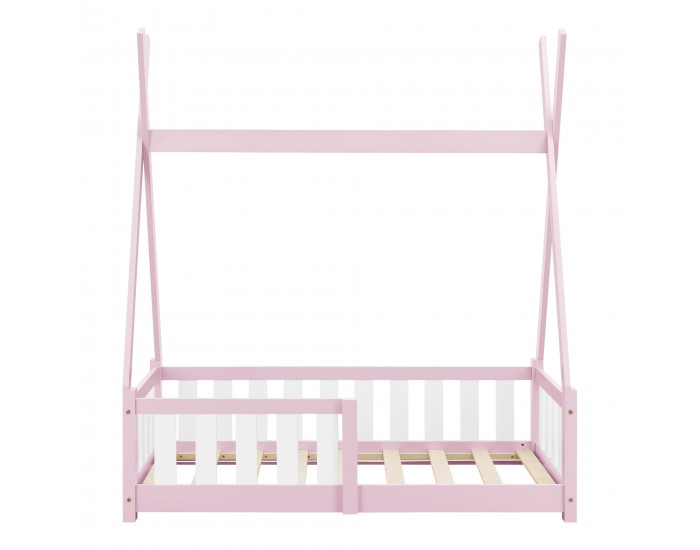 Детско креватче с предпазна решетка, форма Шатра, Чам, Розово
