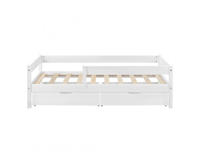 Детско легло  Borgarnes, с чекмеджета за съхранение и матрак,  бяло, 200 x 90 cm