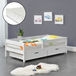 Детско легло  Borgarnes, с чекмеджета за съхранение и матрак,  бяло, 200 x 90 cm - Детски легла