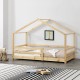 Детско легло - Къщичка от борово дърво, Натурален цвят, 140x70cm