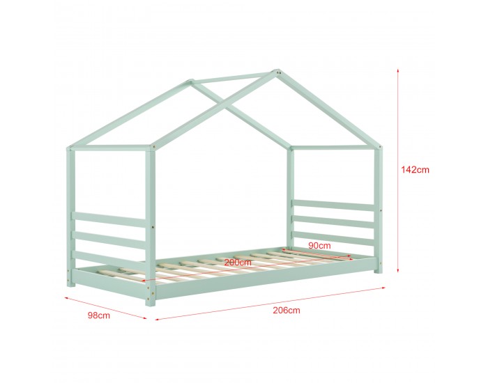 Детско легло от борово дърво, Мента 200x90cm