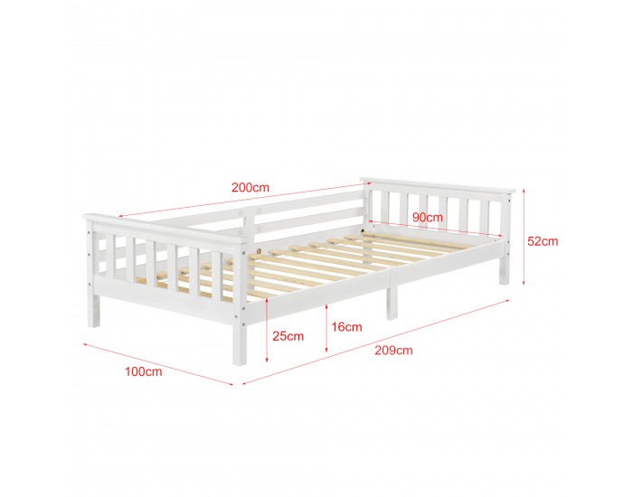 Детско легло Nuuk с място за съхранение и подматрачна решетка 90 х 200 см Бяло