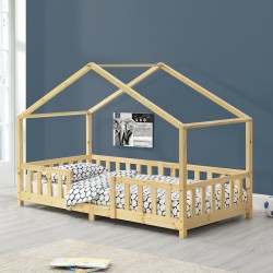Детско легло Treviolo естествен бор с предпазна решетка 200 x 90 cm - Детски легла