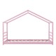 Детско креватче   Vardø, 200x90 cm, защитна решетка, дизайн Къщичка, борово дърво, розово