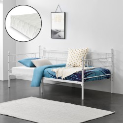 Метално легло Kerava, размери  90x200 см,  с матрак от студена пяна,  Бял цвят - Sonata G
