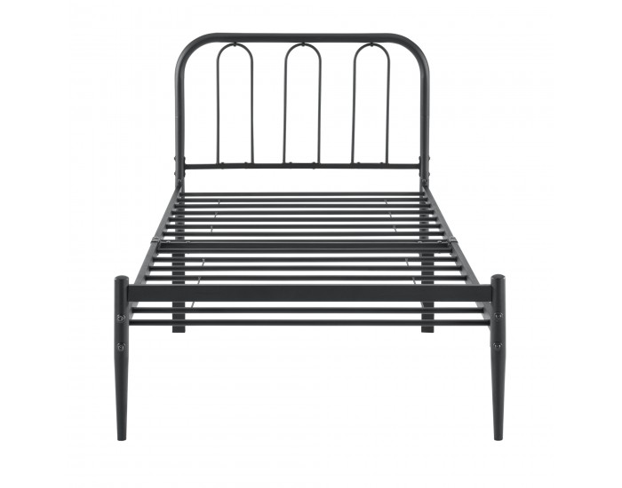 Легло Hanko с метална рамка, подматрачна решетка и матрак , Черно, синтерована стомана, 90 х 200 см