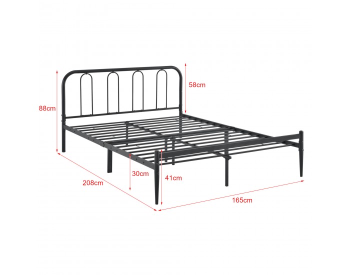 Легло Hanko с метална рамка, подматрачна решетка и матрак , Черно, синтерована стомана, 160 х 200 см