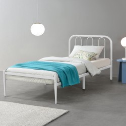 Легло Hanko с метална рамка, подматрачна решетка, Бяло, синтерована стомана, 90 х 200 см - Легла