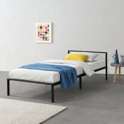 Метално легло Imatra, подматрачна рамка, минималистичен стил, Черно, 200cm x 90cm - Легла