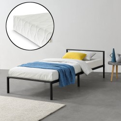 Метално легло, подматрачна рамка и матрак, минималистичен стил, Черно, 200cm x 90cm - Sonata G