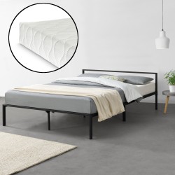 Метално легло, подматрачна рамка и матрак, минималистичен стил, Черно, 200cm x 160cm - Sonata G