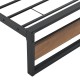 Метално легло  Villach, подматрачна решетка, стаманена рамка, табла Ефект Орех, Черно, 200cm x 90cm [еn.casa]