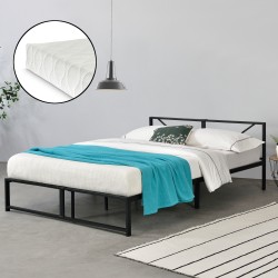 Метално легло Меран, размери 140х200 см,  с матрак от студена пяна,  до 300 кг,  черен цвят - Sonata G