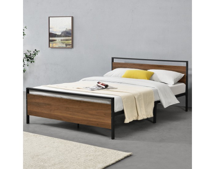Метално легло Finse,  140x200 см,  черен цвят