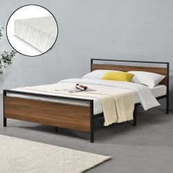 Метално легло Finse, размери 140x200 см,  с матрак от студена пяна,  Черен цвят - Легла