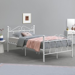 Метално легло Abolda,размери 120x200 см, Двойно легло до 300 кг, Бял цвят - Легла