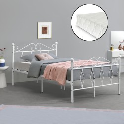 Метално легло Apolda , размери 120x200 см,  младежко легло с матрак от студена пяна,  до 300 кг,  бял цвят - Sonata G