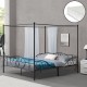 Легло с балдахин Финстрьом ,  Метално легло с матрак от студена пяна, размери 180x200 см,  черен цвят