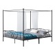 Легло с балдахин Финстрьом, размери  180x200 см,  метална рамка за легло с летва,  черен цвят