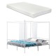 Легло с балдахин Finström,  Метално легло с матрак от студена пяна, размери 180x200 см,  бял цвят