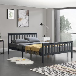 Дървено легло Бреда, размери 160х200 см,  с висока табла,  Тъмносив цвят - Легла