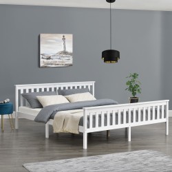 Дървено легло Breda, размери 180x200 см с висока табла,  Бял цвят - Легла
