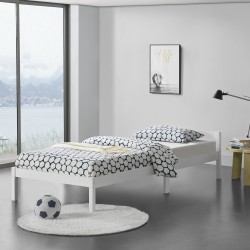 Дървено легло Nakkila, размери 120x200 см,  двойно легло с табла, бял цвят - Легла