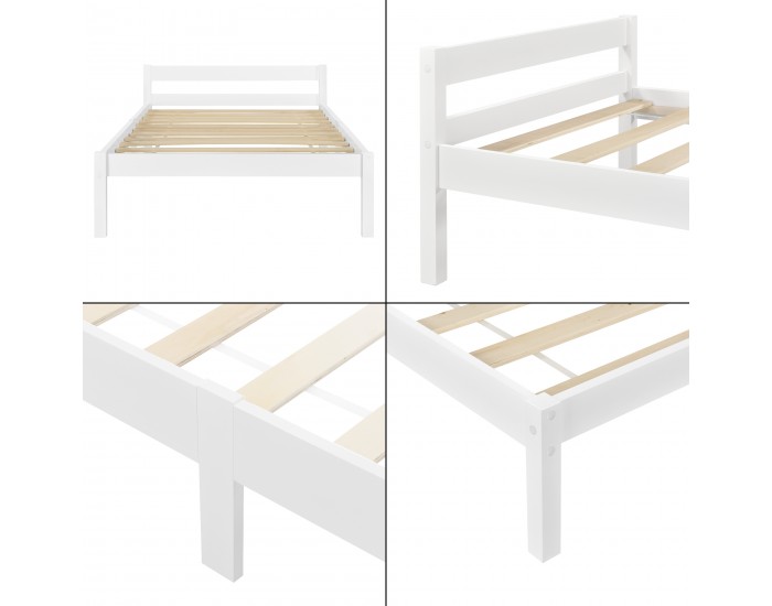 Дървено легло Nakkila 90x200 см двойно легло с табла бяло