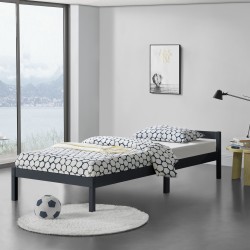 Дървено легло Nakkila, размери  90x200 см,  двойно легло с табла,  тъмно сив цвят - Легла