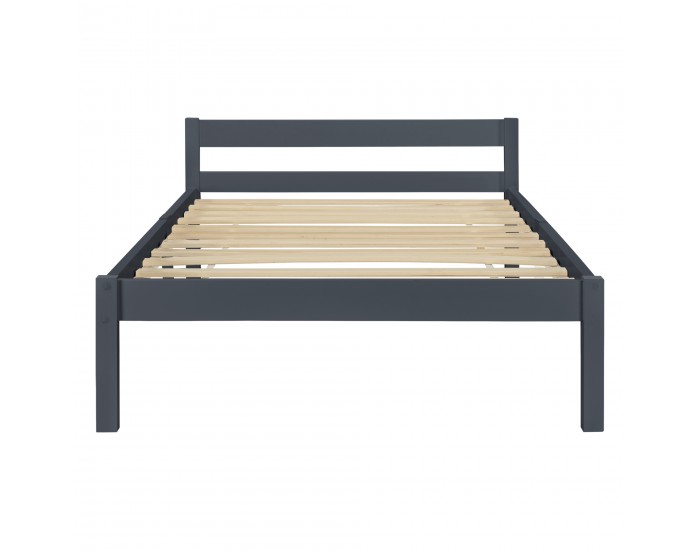 Дървено легло Nakkila, размери  90x200 см,  двойно легло с табла,  тъмно сив цвят