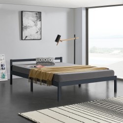Дървено легло Nakkila, размери  140x200 см,  двойно легло с табла,  тъмно сив цвят - Легла