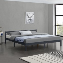 Дървено легло Nakkila, размери 180x200 см,  с табла,  тъмно сив цвят - Легла