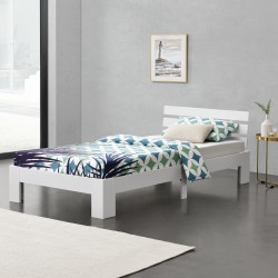 Дървено легло Нивала, размери 90x200 см,  с табла,  Бял цвят - Легла