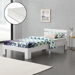 Дървено легло Нивала, размери 90х200 см,  със студен дунапрен,  Матрак,  Бял цвят - Легла
