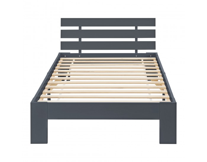 Дървено легло Нивала, размери 90х200 см, с табла, Тъмно сив цвят