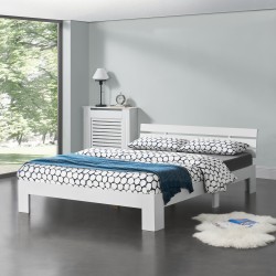 Дървено легло Нивала, размери 160х200 см,  с табла,  Бял цвят - Легла