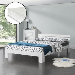Дървено легло Нивала, размери 160х200 см,  със студен дунапрен,  Матрак,  Бял цвят - Легла