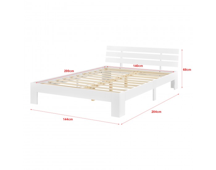 Дървено легло Нивала, размери 140х200 см,  със студен дунапрен,  Матрак,  Бял цвят