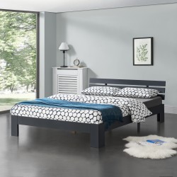 Дървено легло Нивала, размери 140х200 см, с табла,  Тъмно сиво цвят - Легла