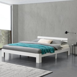 Дървено легло Нивала, размери 180х200 см,  с табла,  Бял цвят - Легла