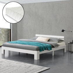Дървено легло Нивала, размери 180х200 см,  със студен дунапрен,  Матрак,  Бял цвят - Легла
