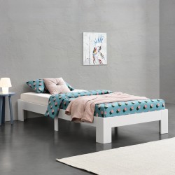 Дървено легло Raisio, размери 100x200 см,  с ламелна рамка,  Бял цвят - Sonata G