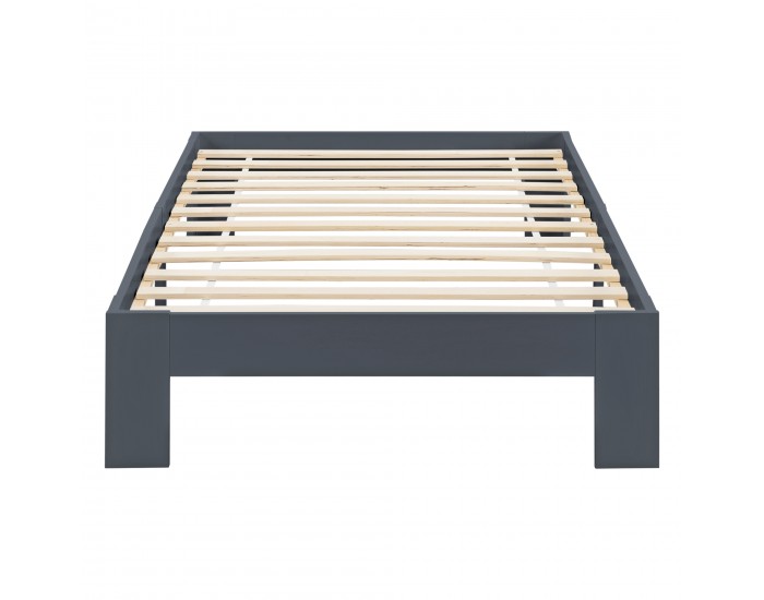 Дървено легло Raisio, размери  120x200 см с матрак,  Cold Dunam, Тъмно сив цвят