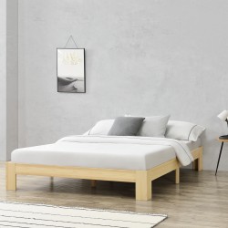 Дървено легло Raisio, размери 140x200 см,  с ламелна рамка,  Естествено дърво цвят - Легла
