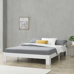 Дървено легло Raisio, размери 180x200 см,  с ламелна рамка,  Бял цвят - Легла