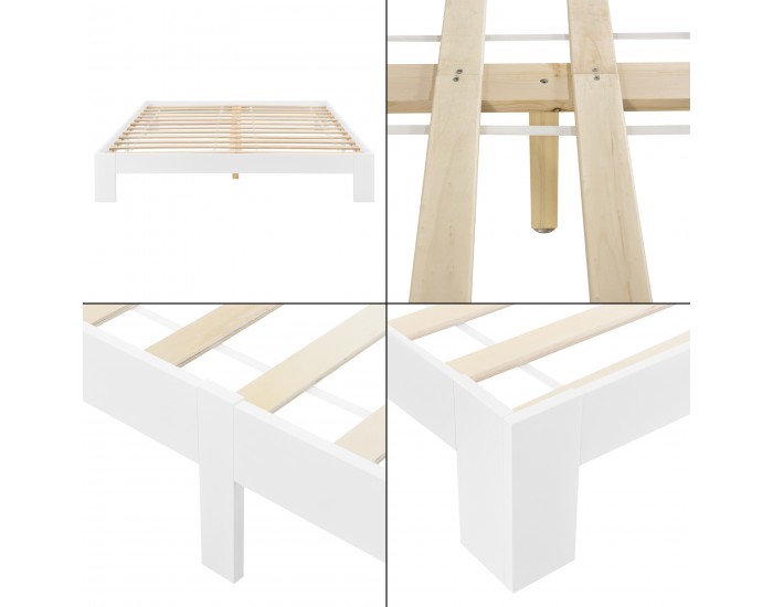 Дървено легло Raisio, размери 140x200 см,  с ламелна рамка,  Бял цвят