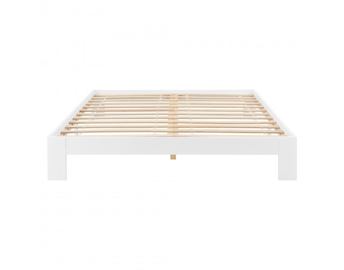Дървено легло Raisio, размери 180x200 см, с матрак от студена пяна,  Бял цвят