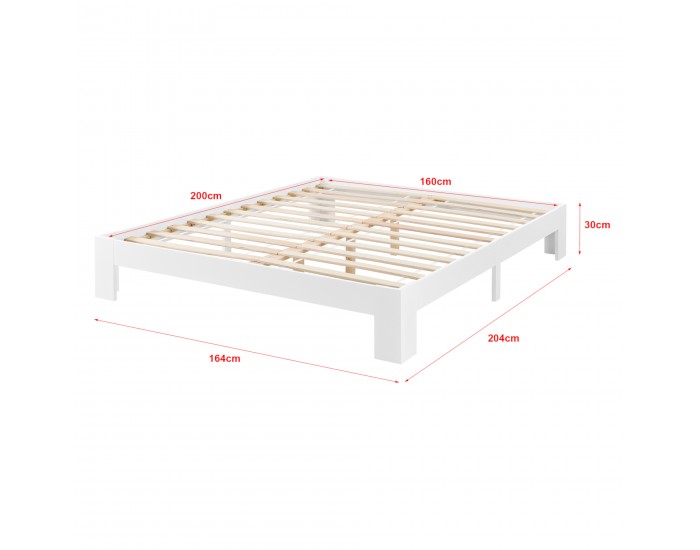 Дървено легло Raisio, размери 160x200 см,  с ламелна рамка,  Бял цвят