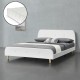 Тапицирано легло Silkeborg,  с матрак, размери 140x200 см,  изкуствена кожа,  бял цвят